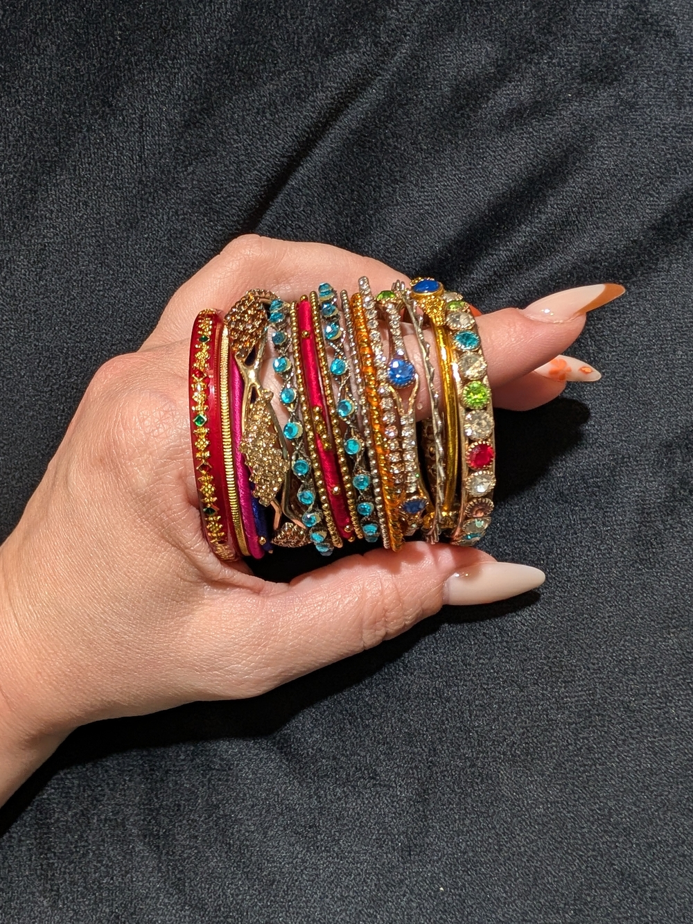 Baby Multicolor Indian Stackable Bangle Bracelets 17 Pcs Lot Round No Clasp